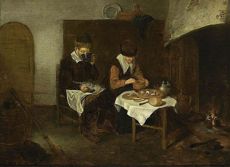 Quirijn van Brekelenkam A Couple Having a Meal before a Fireplace Sweden oil painting art